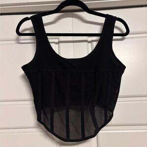 Ardene Black Mesh Paneled Crop Top